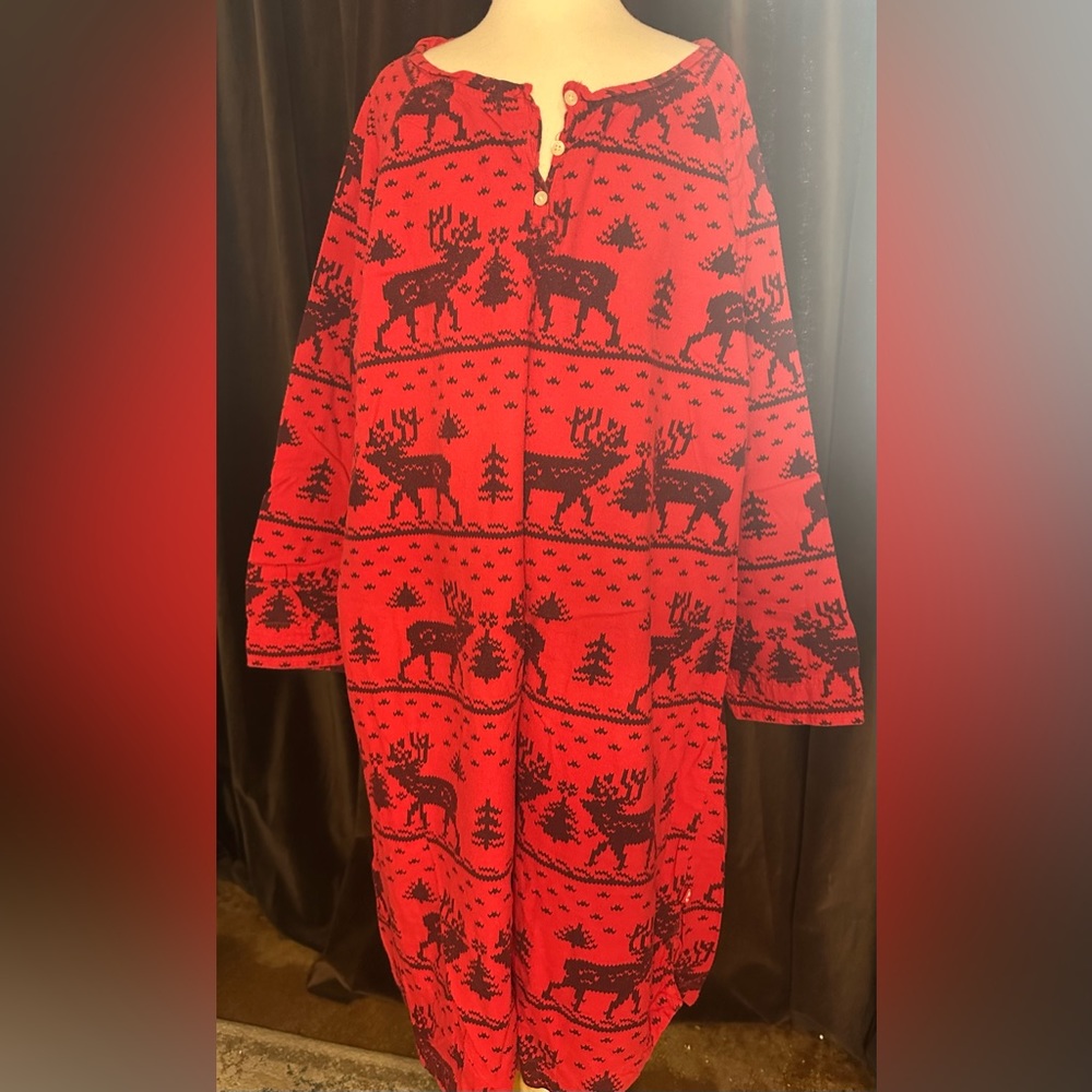 Woolrich Red Deer Print Tunic/Dress/Nightgown, Size XL